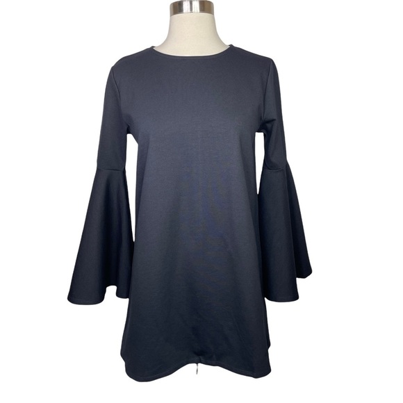 Copper Key Black Bell Sleeve Tunic Mini Dress Large - Picture 1 of 8